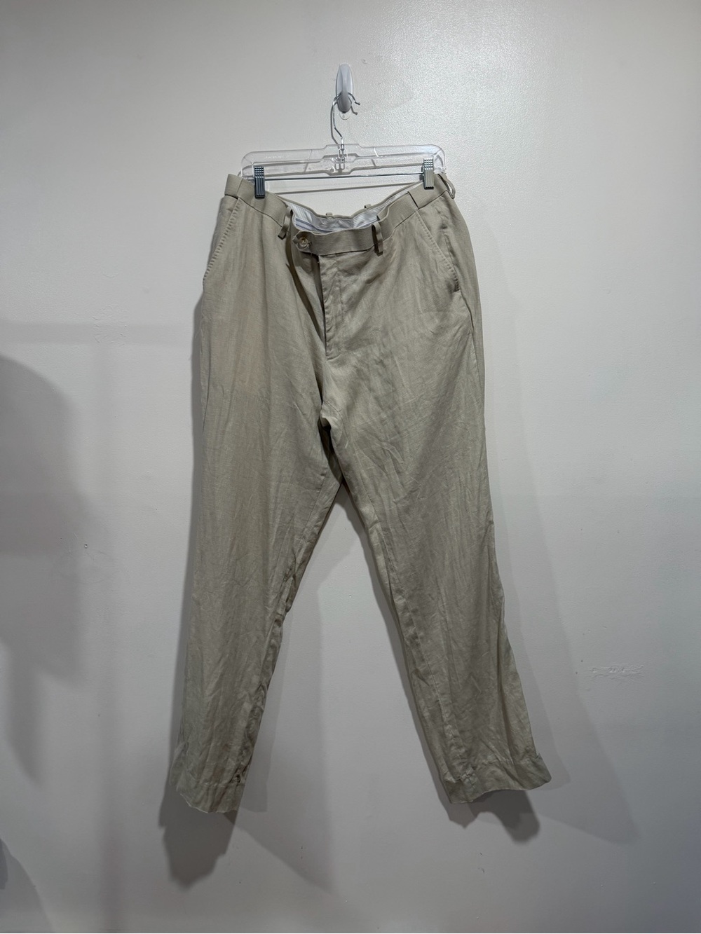 Azazie Men’s 100% Linen Classic Fit Dress Pants Beige Size 36